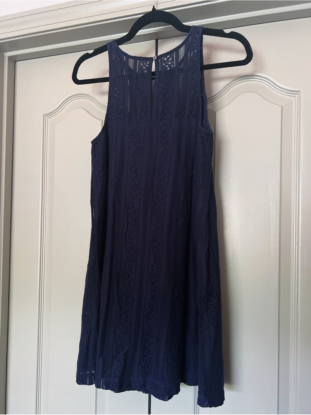 Abercrombie & Fitch Y2K Navy Lace Babydoll Mini Dress XS Fairy Grunge Boho - Picture 4 of 5